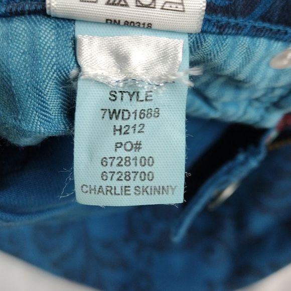 Lucky Brand Charlie Skinny Blue Floral Print Denim Jeans - Picture 9 of 15